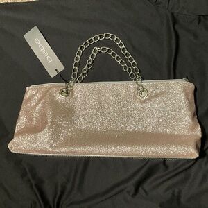 bebe Glitter Rose Gold Purse/Bag with Chain - Brand New with Tag Good Condition